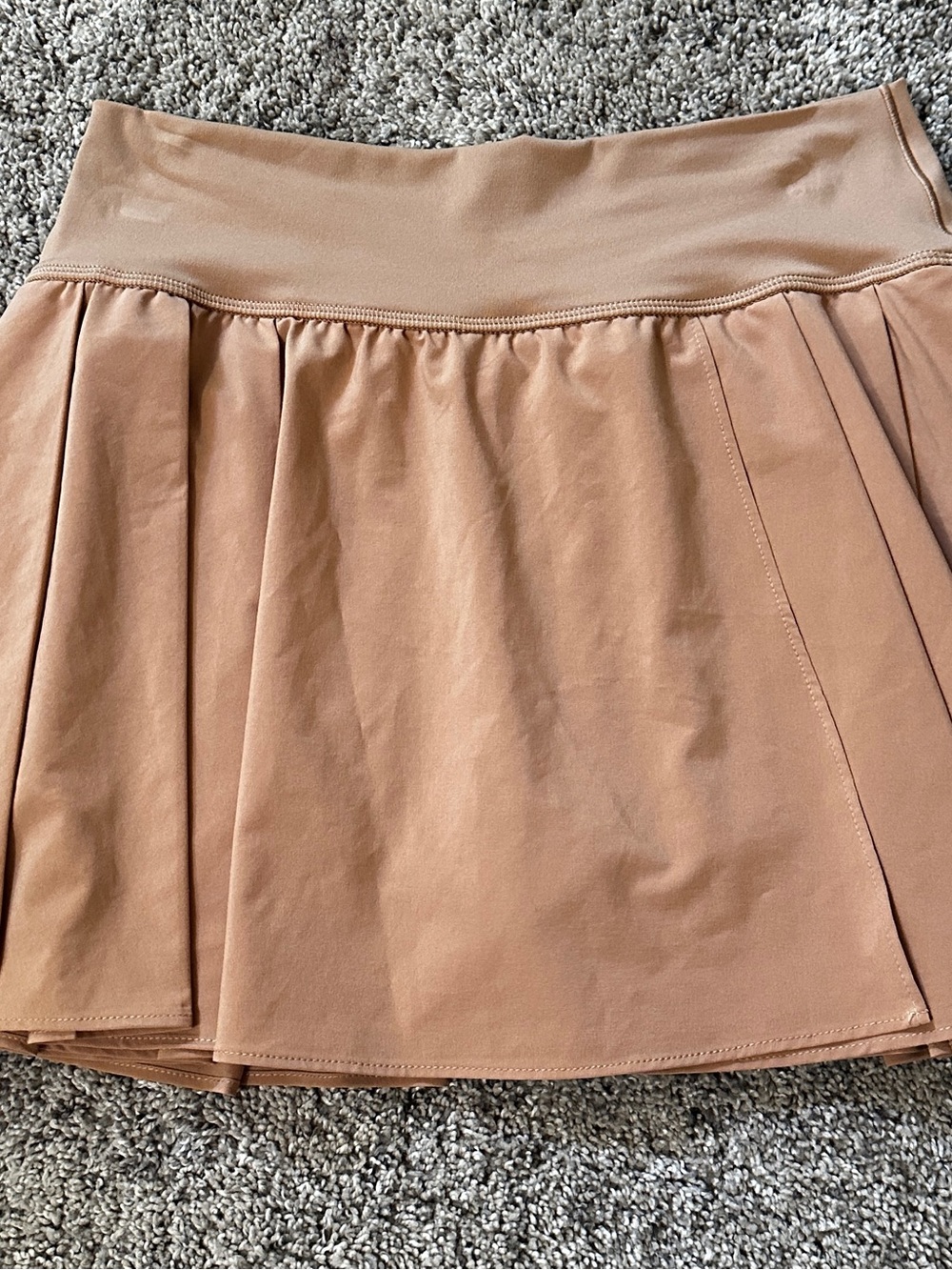 Offline by Aerie Neutral Tan Pleated Mini Skirt with Wide Waistband